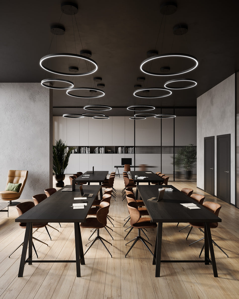 Cerchio 24-in Black LED Pendant by KUZCO