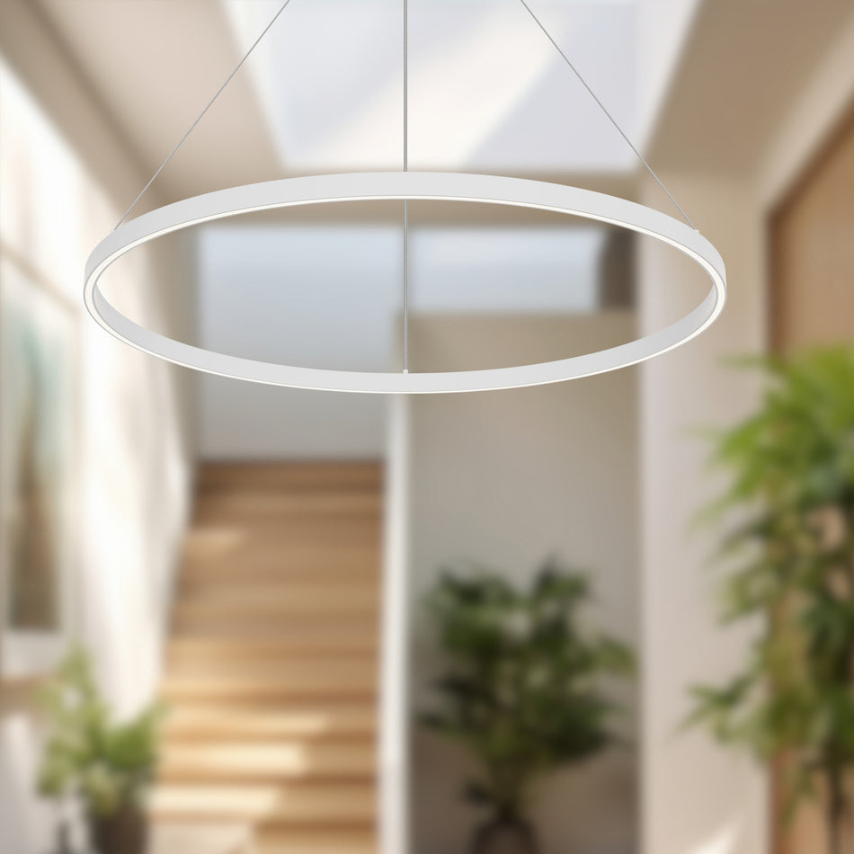 Cerchio 36-in White LED Pendant by KUZCO