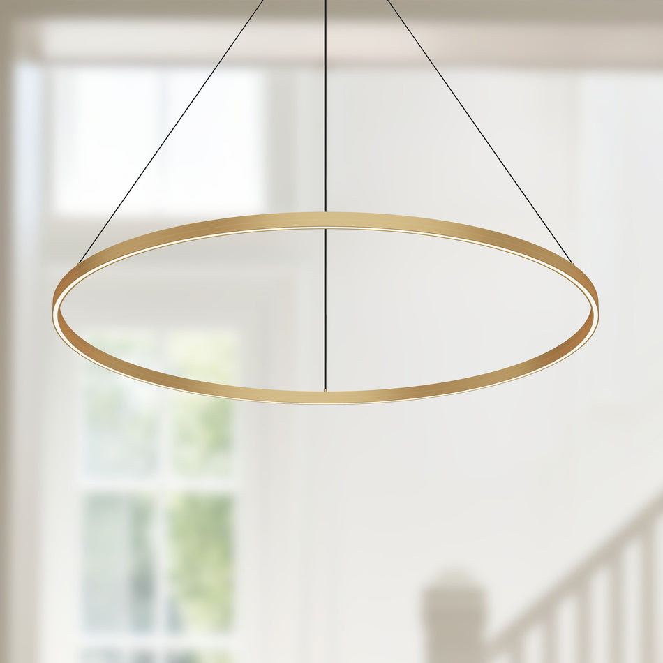 Cerchio 48-in Brushed Gold LED Pendant by KUZCO