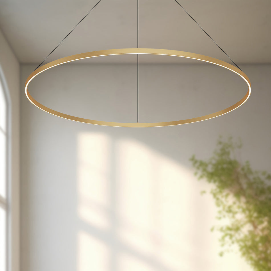 Cerchio 60-in Brushed Gold LED Pendant by KUZCO