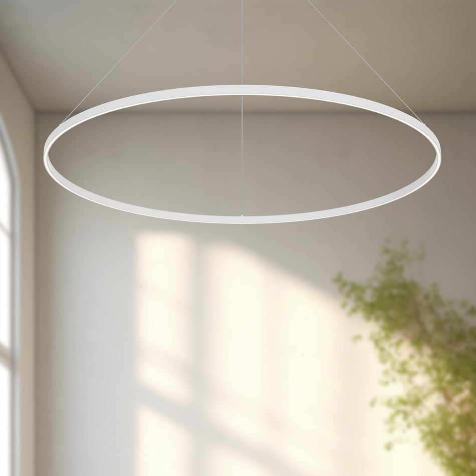 Cerchio 60-in White LED Pendant by KUZCO