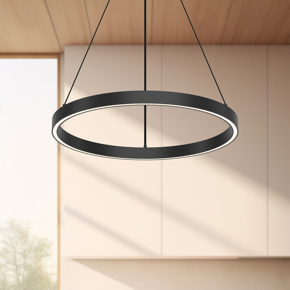 Cerchio 18-in Black LED Pendant by KUZCO
