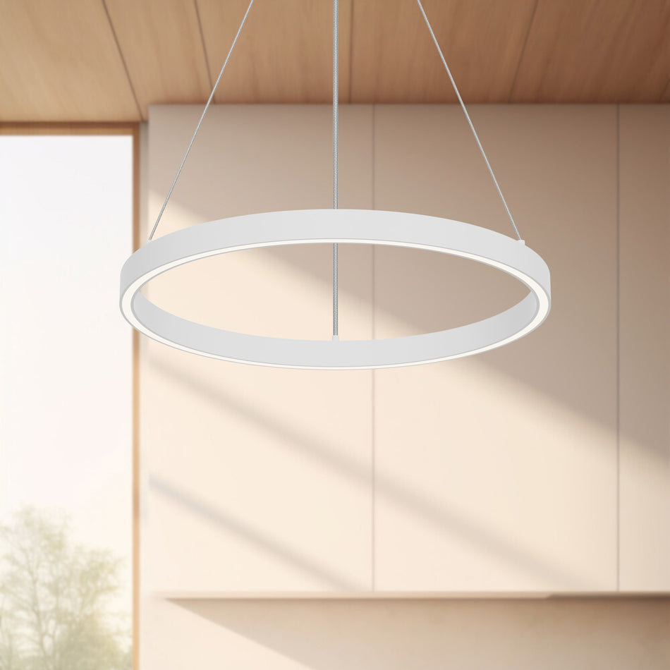 Cerchio 18-in White LED Pendant by KUZCO