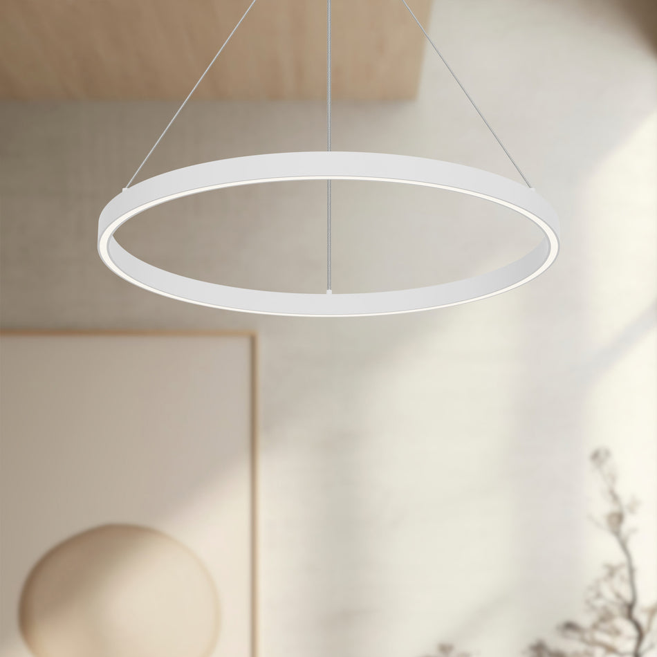 Cerchio 24-in White LED Pendant by KUZCO