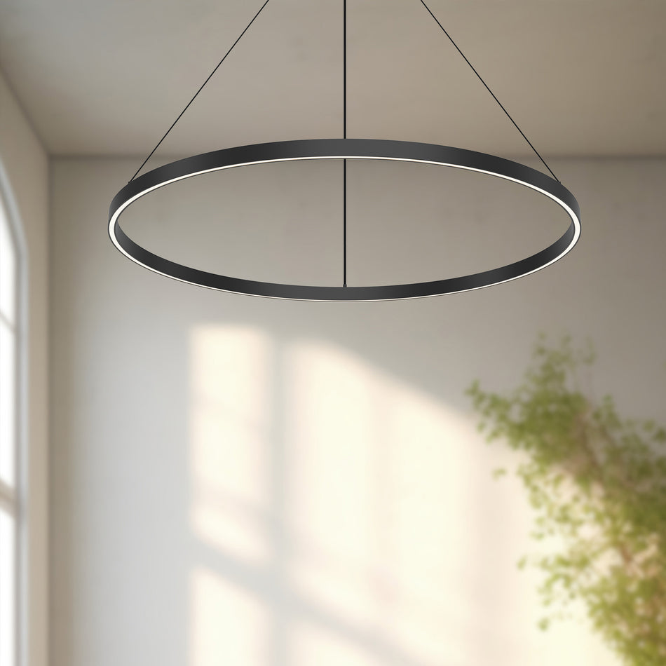 Cerchio 36-in Black LED Pendant by KUZCO
