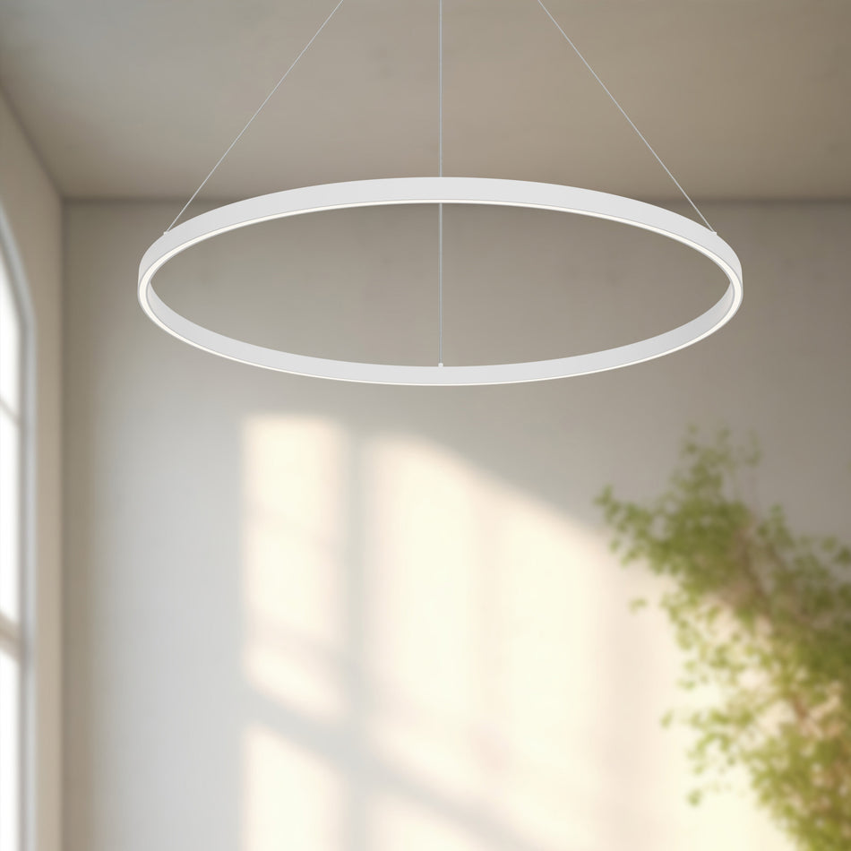 Cerchio 36-in White LED Pendant by KUZCO