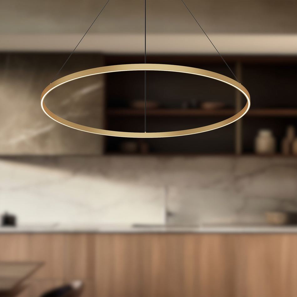 Cerchio 48-in Brushed Gold LED Pendant by KUZCO