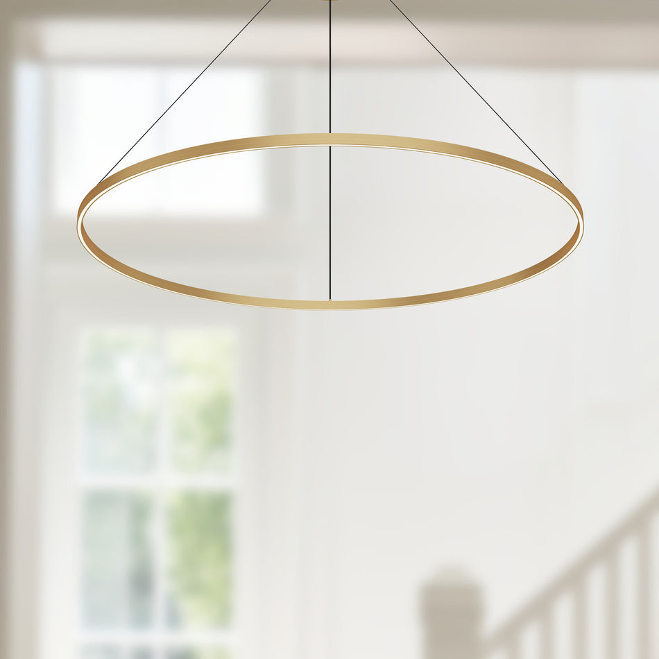 Cerchio 60-in Brushed Gold LED Pendant by KUZCO