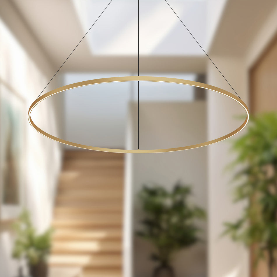 Cerchio 72-in Brushed Gold LED Pendant by KUZCO