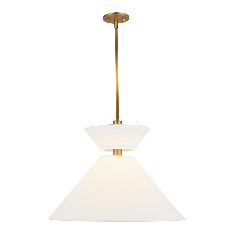 Chapelle 22-in Aged Gold/White Linen 1 Light Pendant