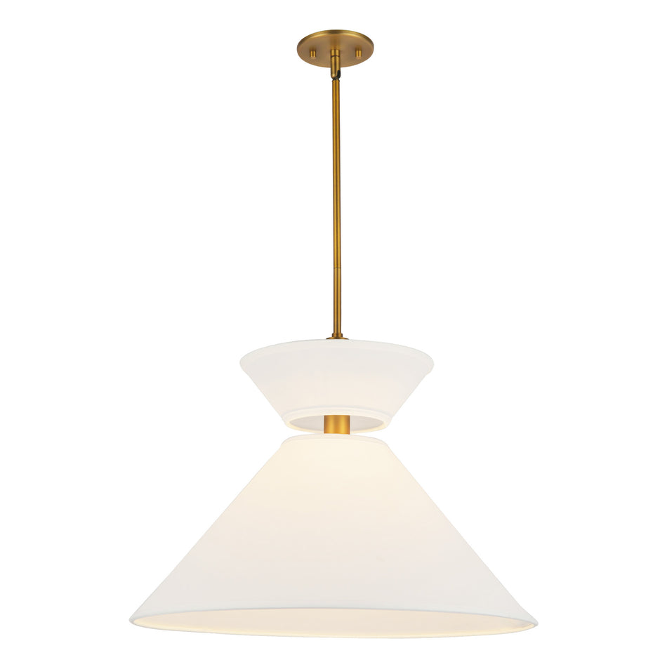 Chapelle 22-in Aged Gold/White Linen 1 Light Pendant by ALORA MOOD