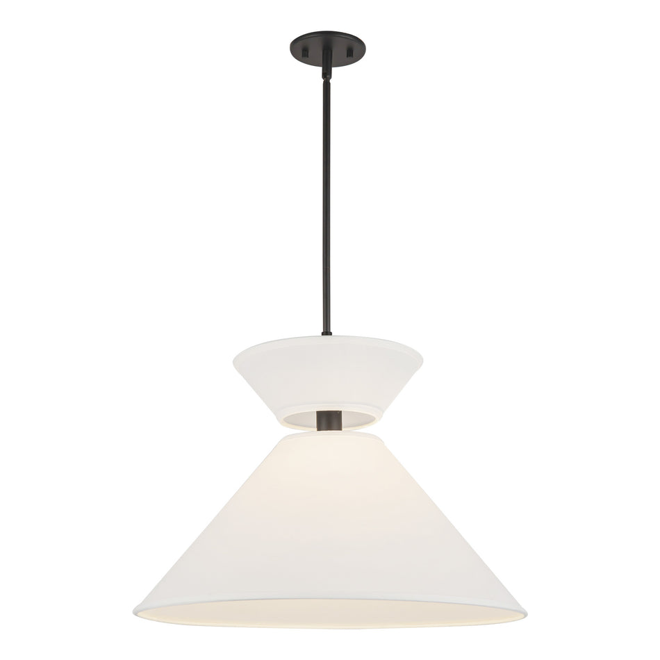 Chapelle 22-in Matte Black/White Linen 1 Light Pendant by ALORA MOOD