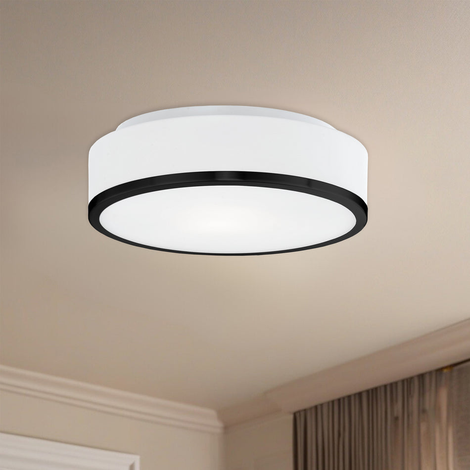 Charlie 12-in Black 2 Lights Flush Mount by KUZCO