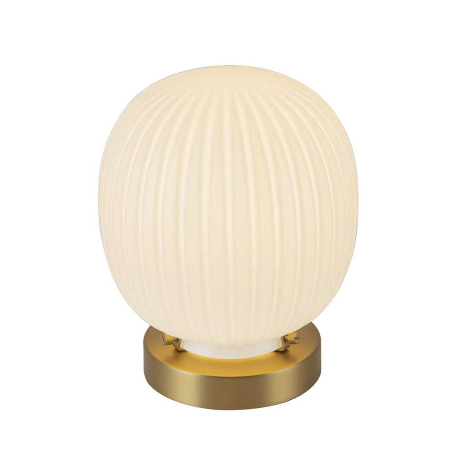 Cherise 7-in Brushed Gold/Glossy Ribbed Opal Glass Socket Table Lamp by ALORA MOOD