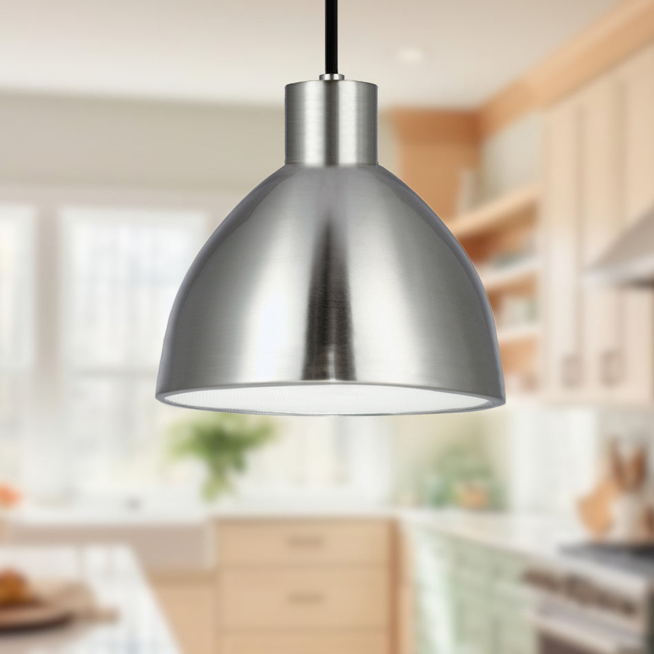 Chroma 9-in Brushed Nickel LED Pendant by KUZCO
