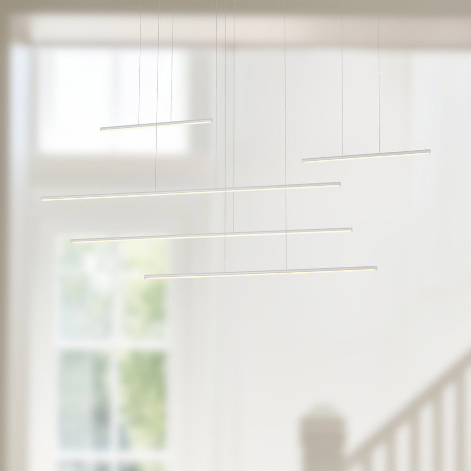 Chute Motion 60-in White LED Multi Pendant by KUZCO