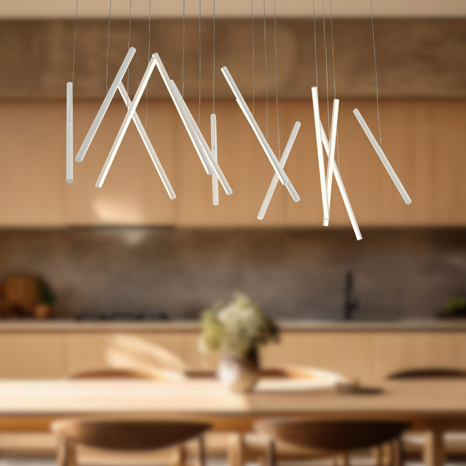 Chute 40-in White LED Linear Pendant by KUZCO