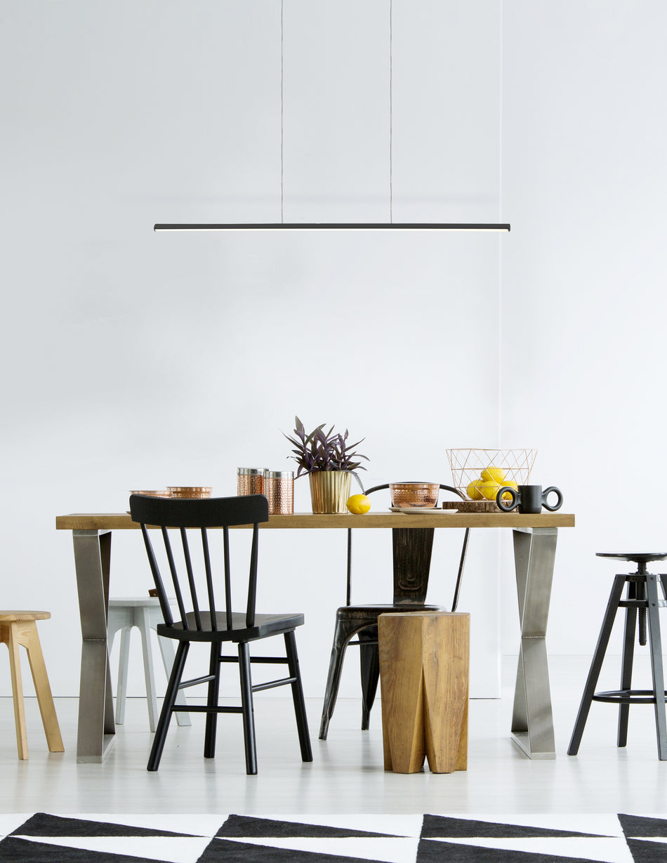 Chute 35-in Black LED Linear Pendant by KUZCO