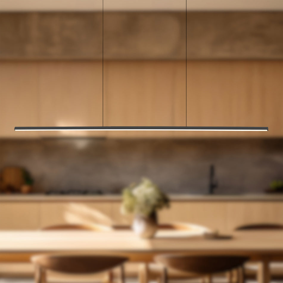 Chute 47-in Black LED Linear Pendant by KUZCO