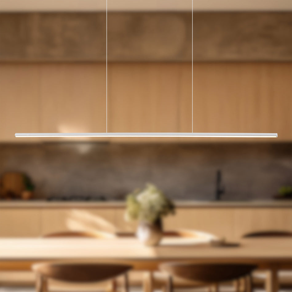 Chute 47-in White LED Linear Pendant by KUZCO