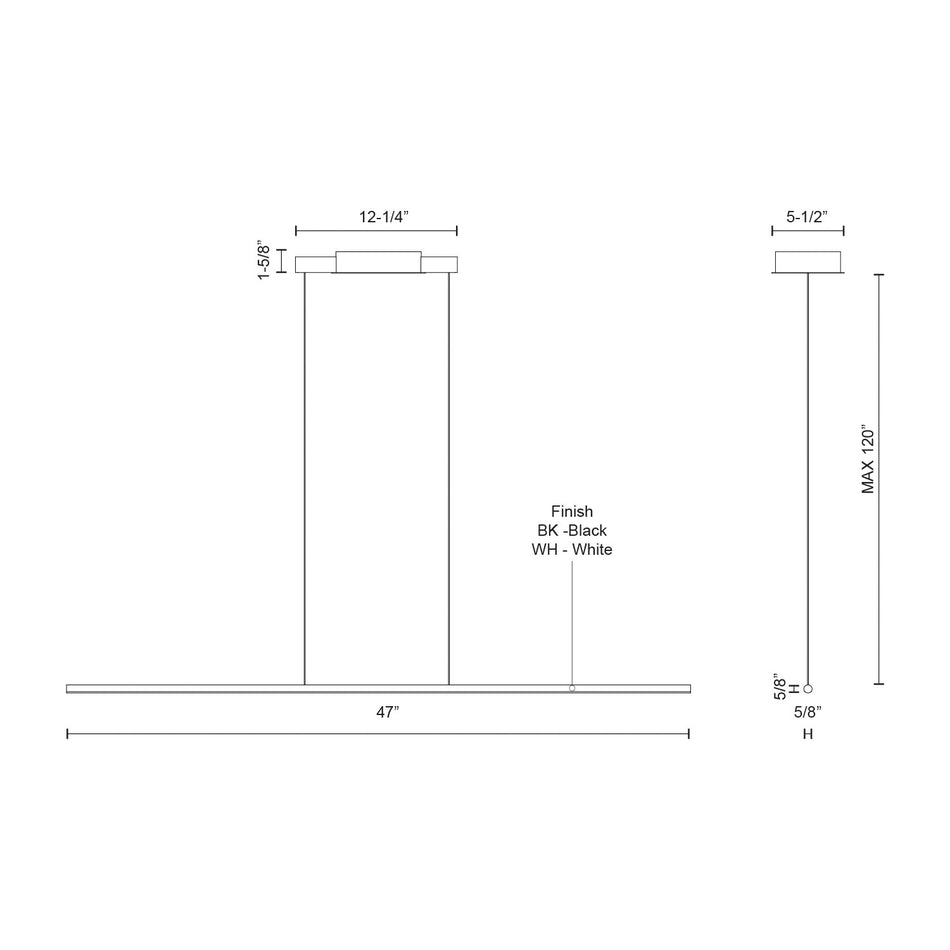 Chute 47-in Black LED Linear Pendant by KUZCO