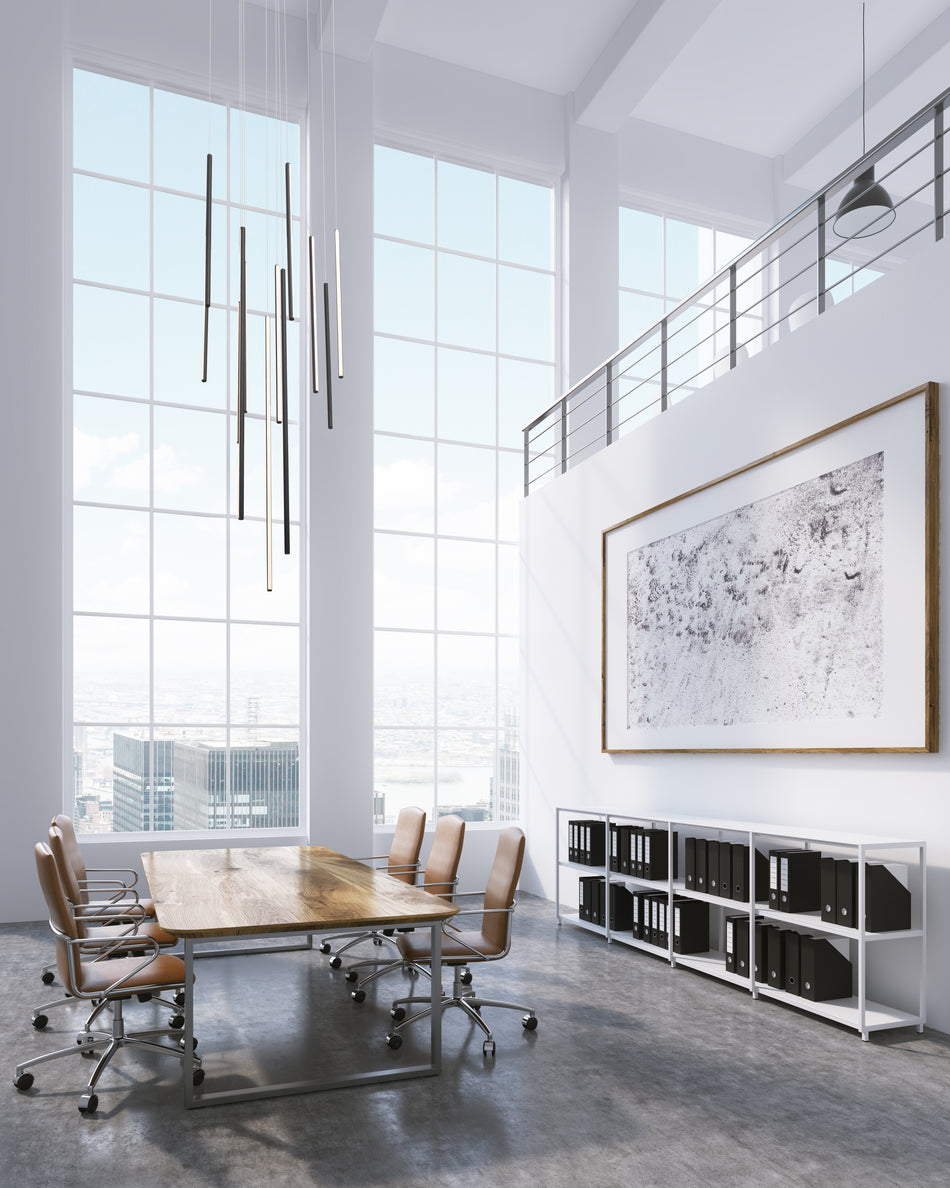 Chute 12 Head Black LED Multi Pendant by KUZCO