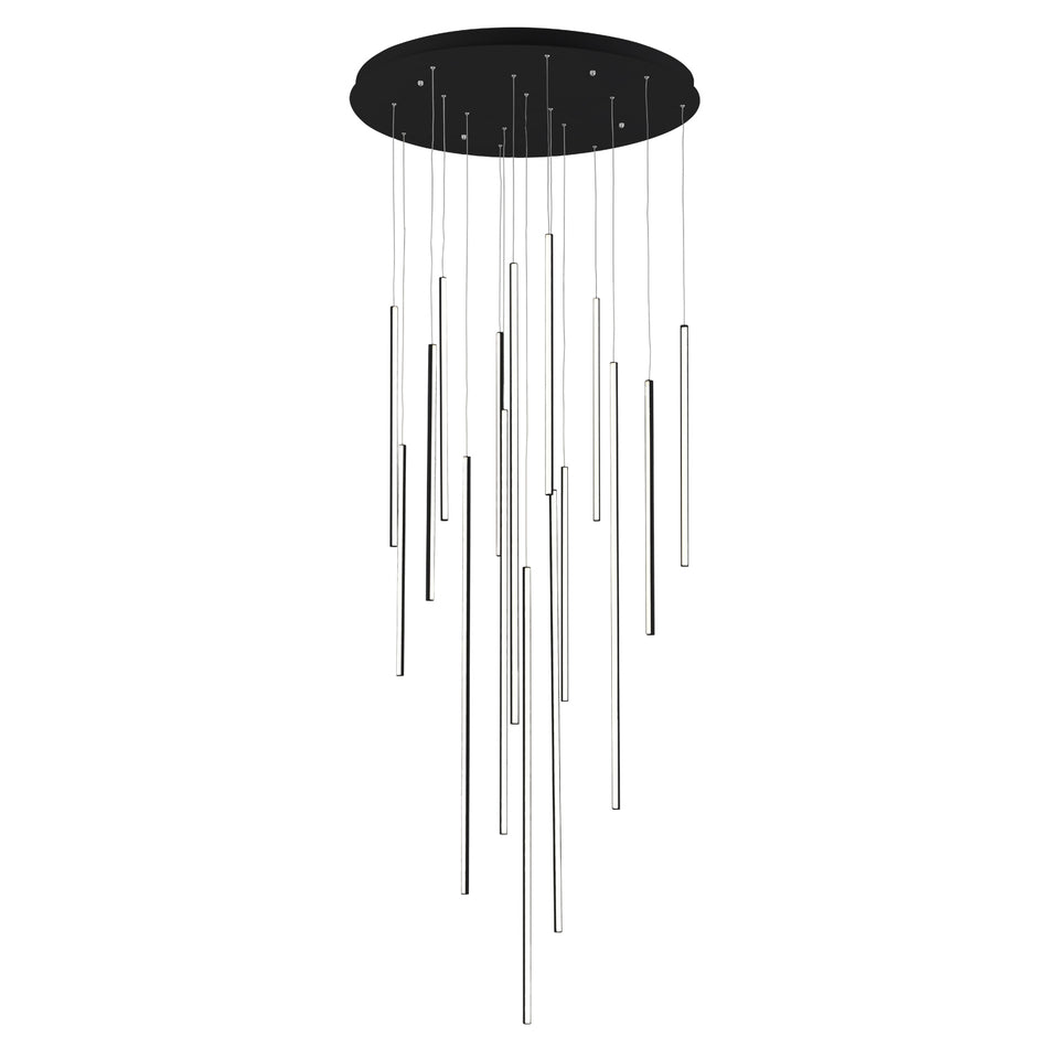 Chute 16 Head Black LED Multi Pendant