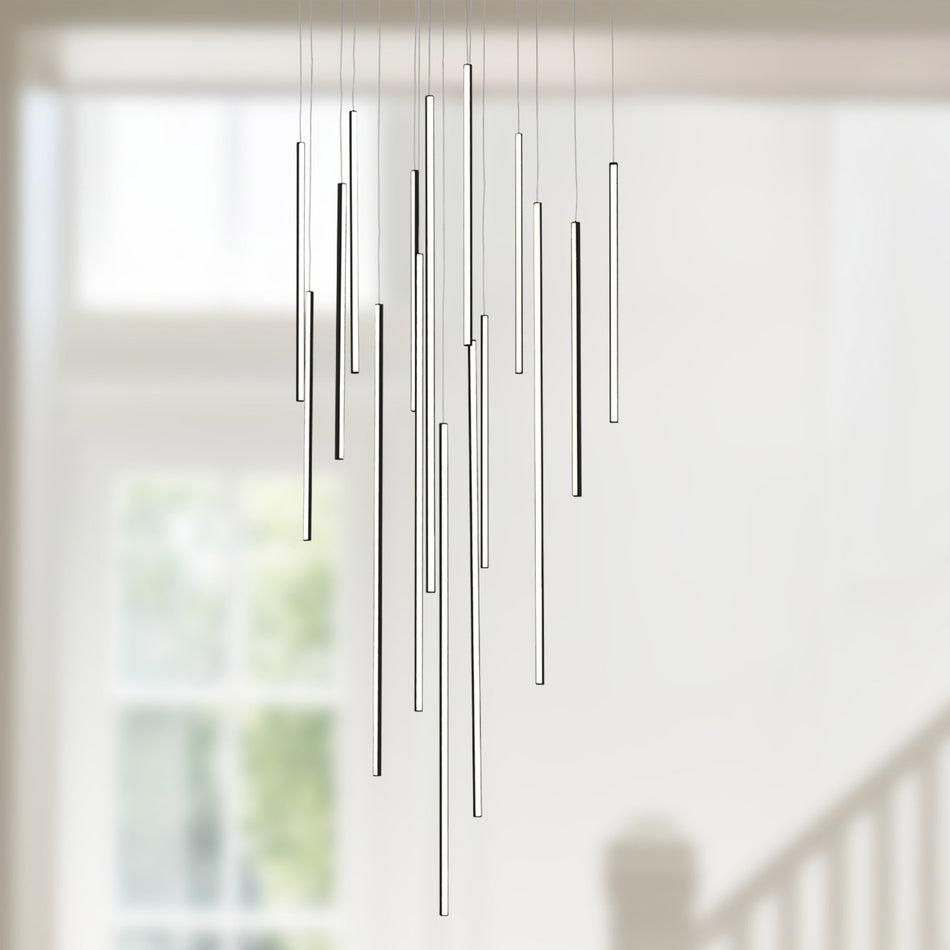 Chute 16 Head Black LED Multi Pendant by KUZCO