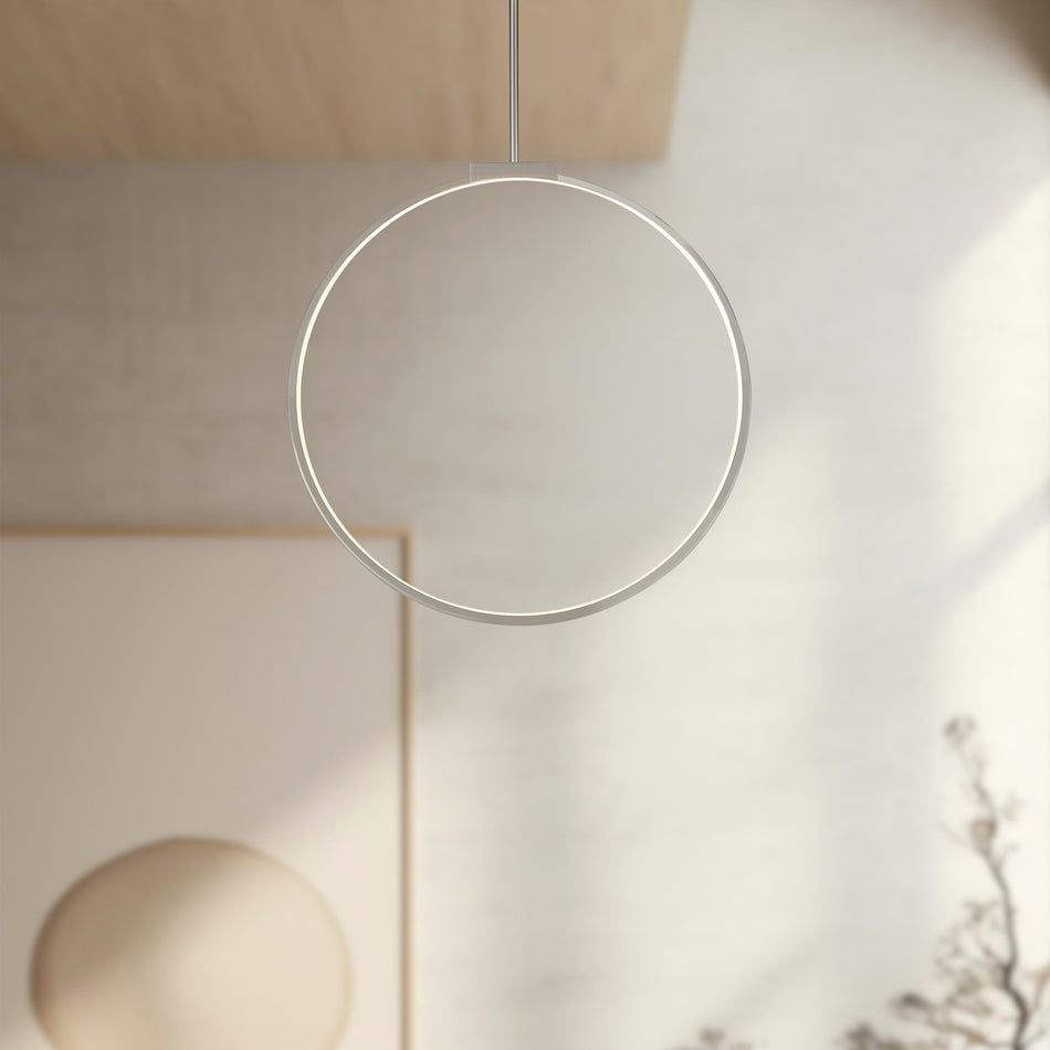 Cirque 24-in Brushed Nickel LED Pendant by KUZCO