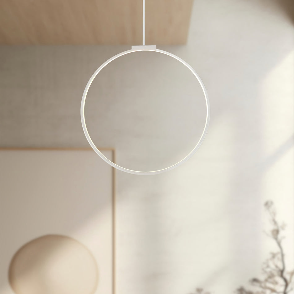 Cirque 24-in White LED Pendant by KUZCO