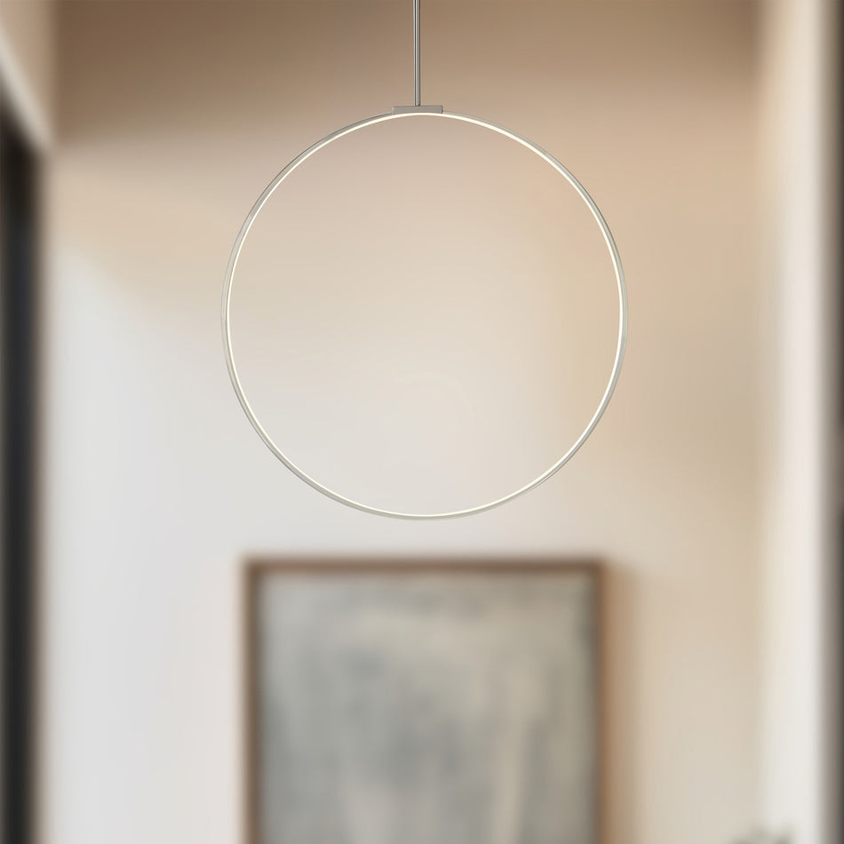 Cirque 36-in Brushed Nickel LED Pendant by KUZCO