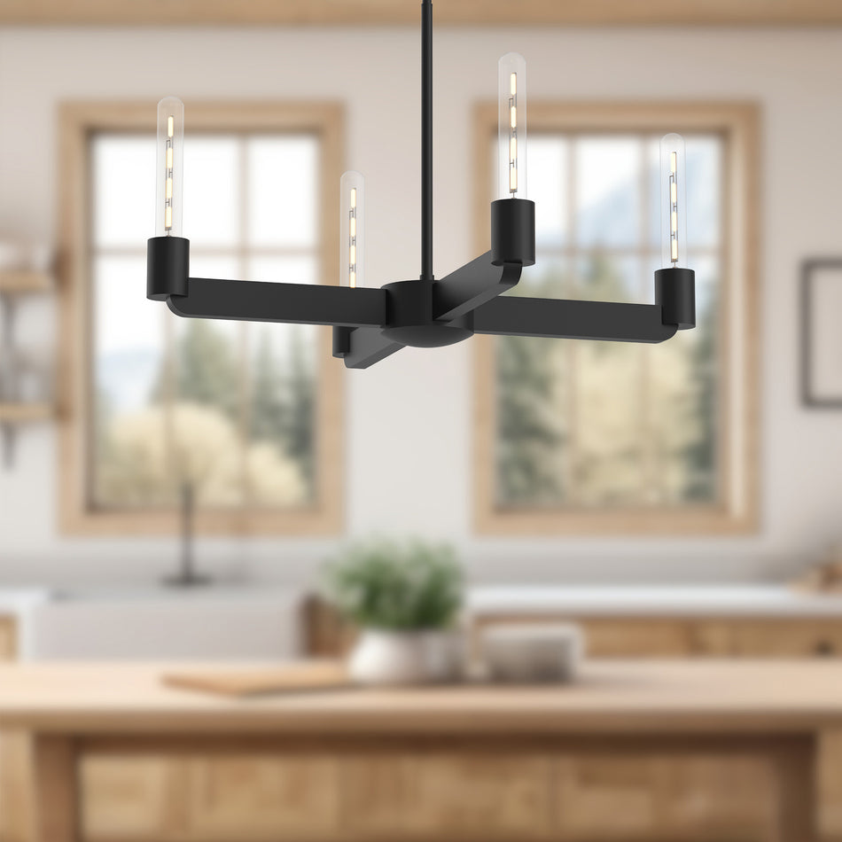 Claire 25-in Matte Black 4 Lights Chandeliers by ALORA MOOD