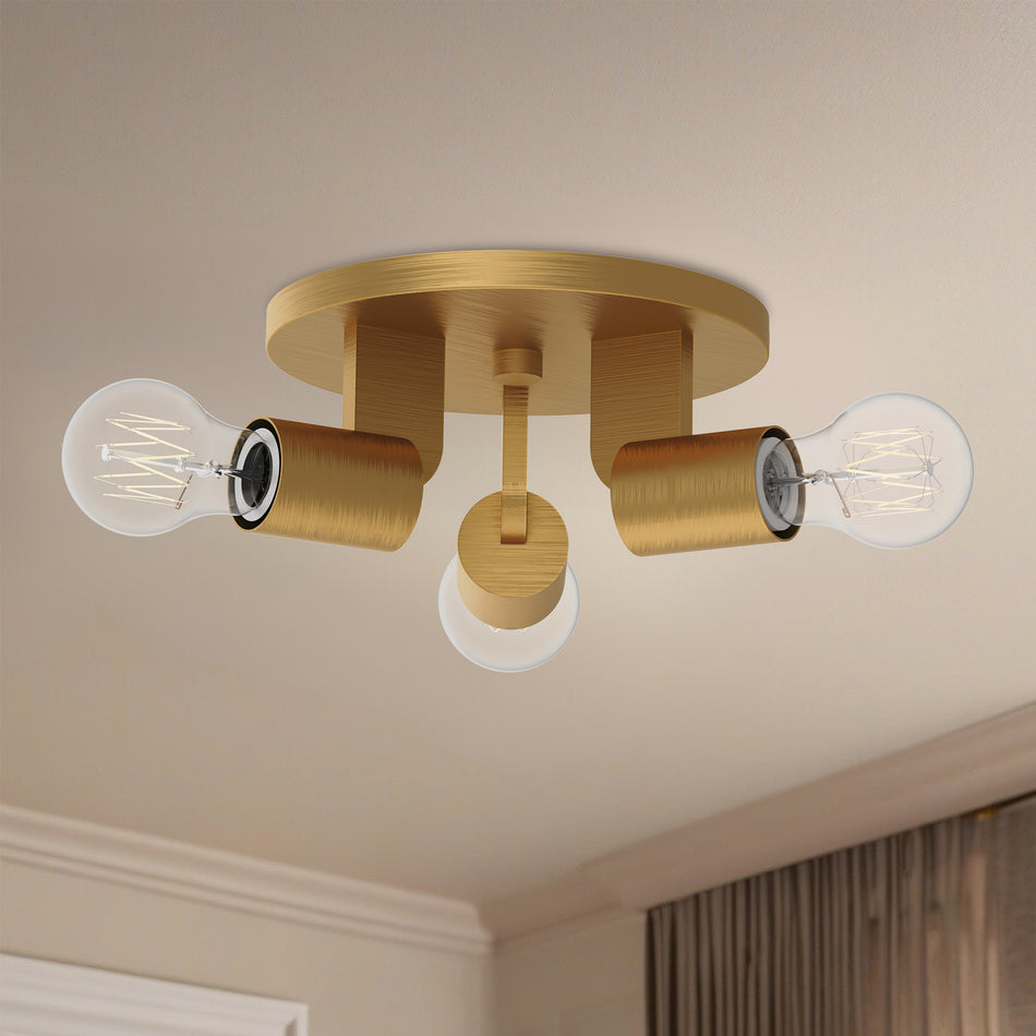 Claire 10-in Aged Gold 3 Lights Semi Flush Mount by ALORA MOOD