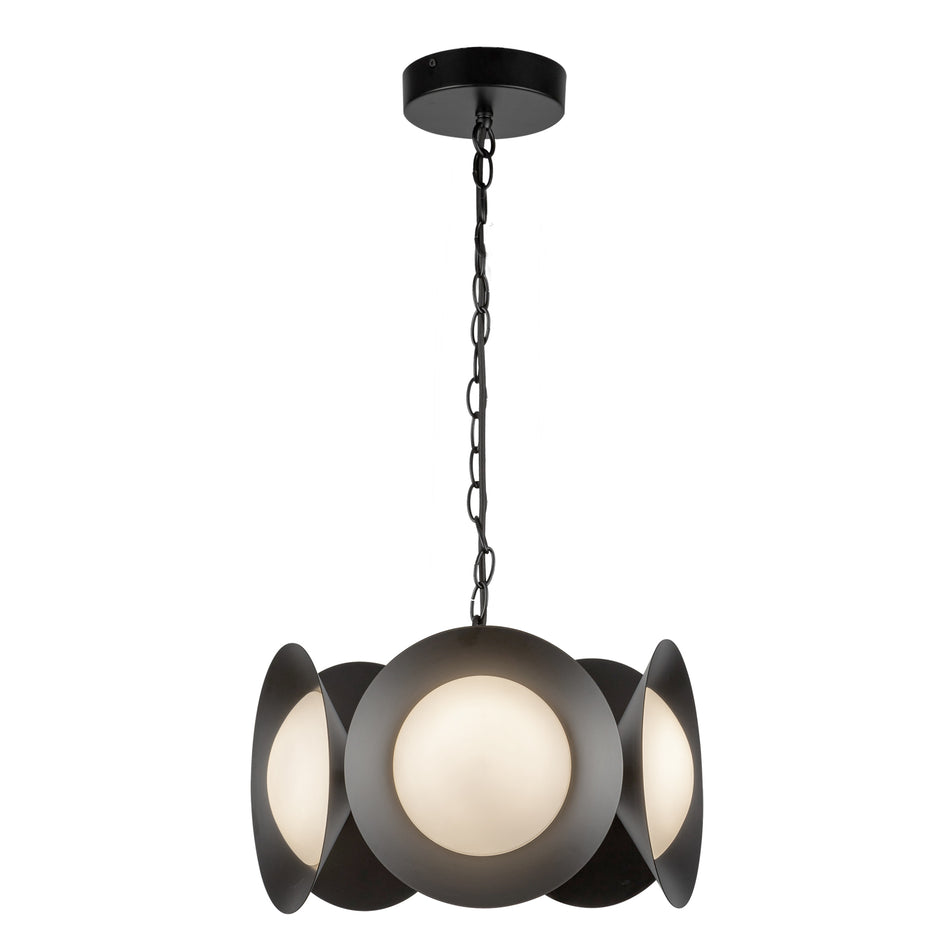 Cleo 16-in Black/Opal Glass LED Chandelier by KUZCO
