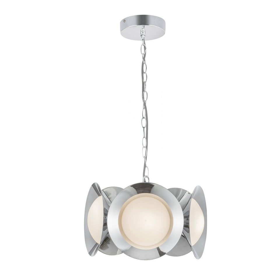 Cleo 16-in Chrome/Opal Glass LED Chandelier by KUZCO