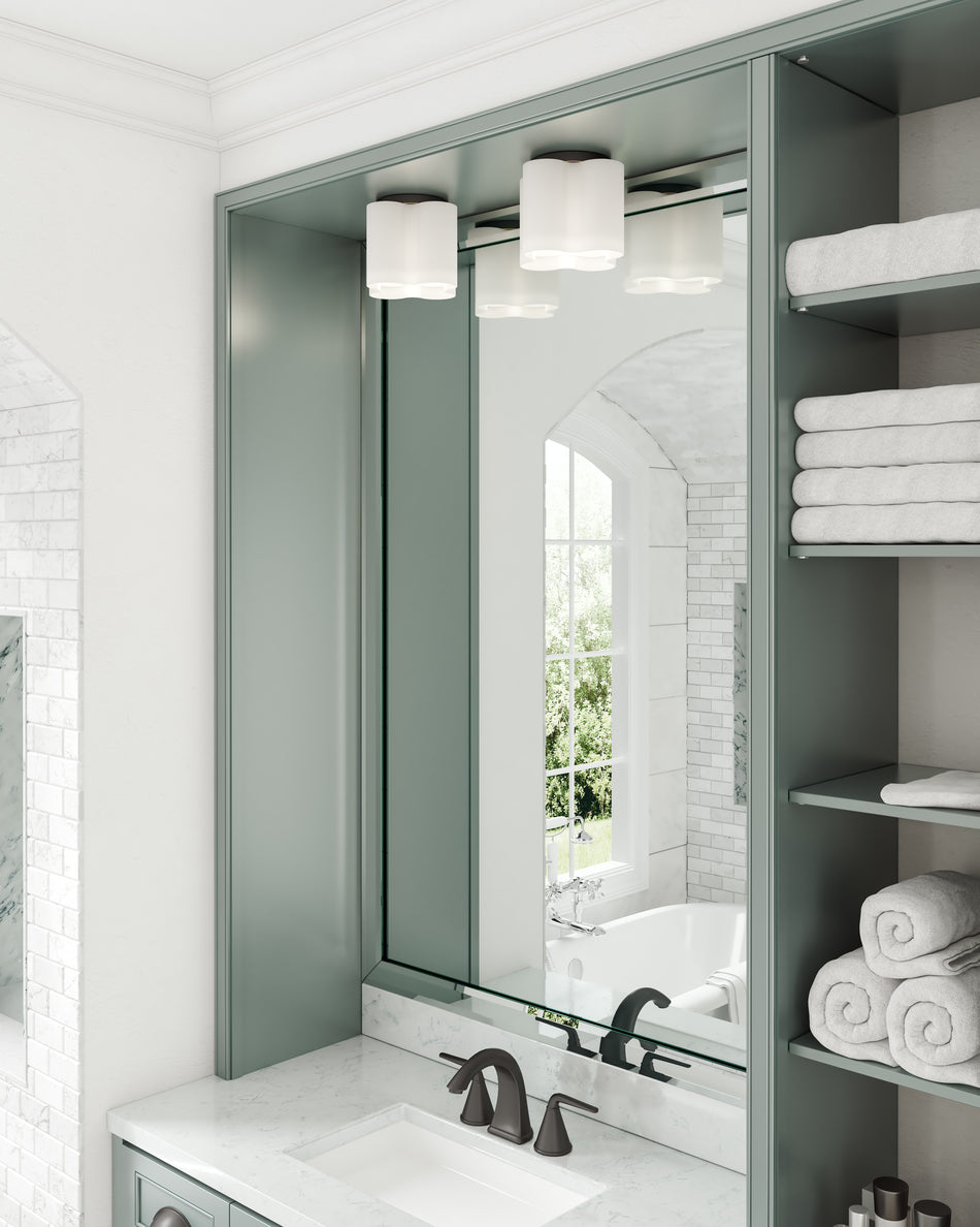 Clover 9-in Black/Opal Glass LED Flush Mount by KUZCO