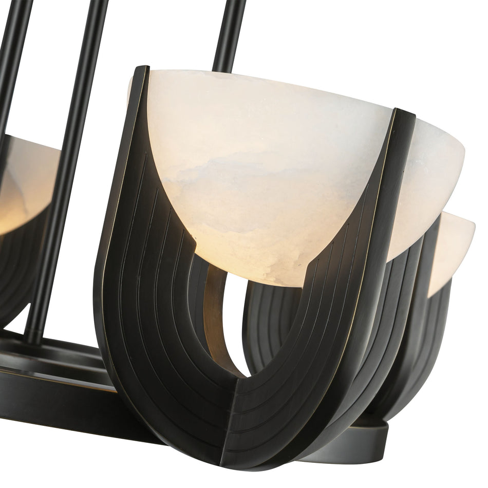 Colette 22-in Urban Bronze/Alabaster LED Chandelier by ALORA