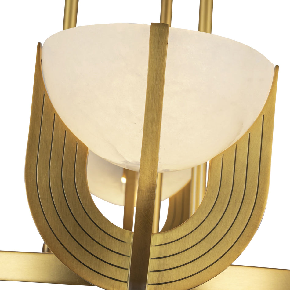 Colette 22-in Vintage Brass/Alabaster LED Chandelier by ALORA