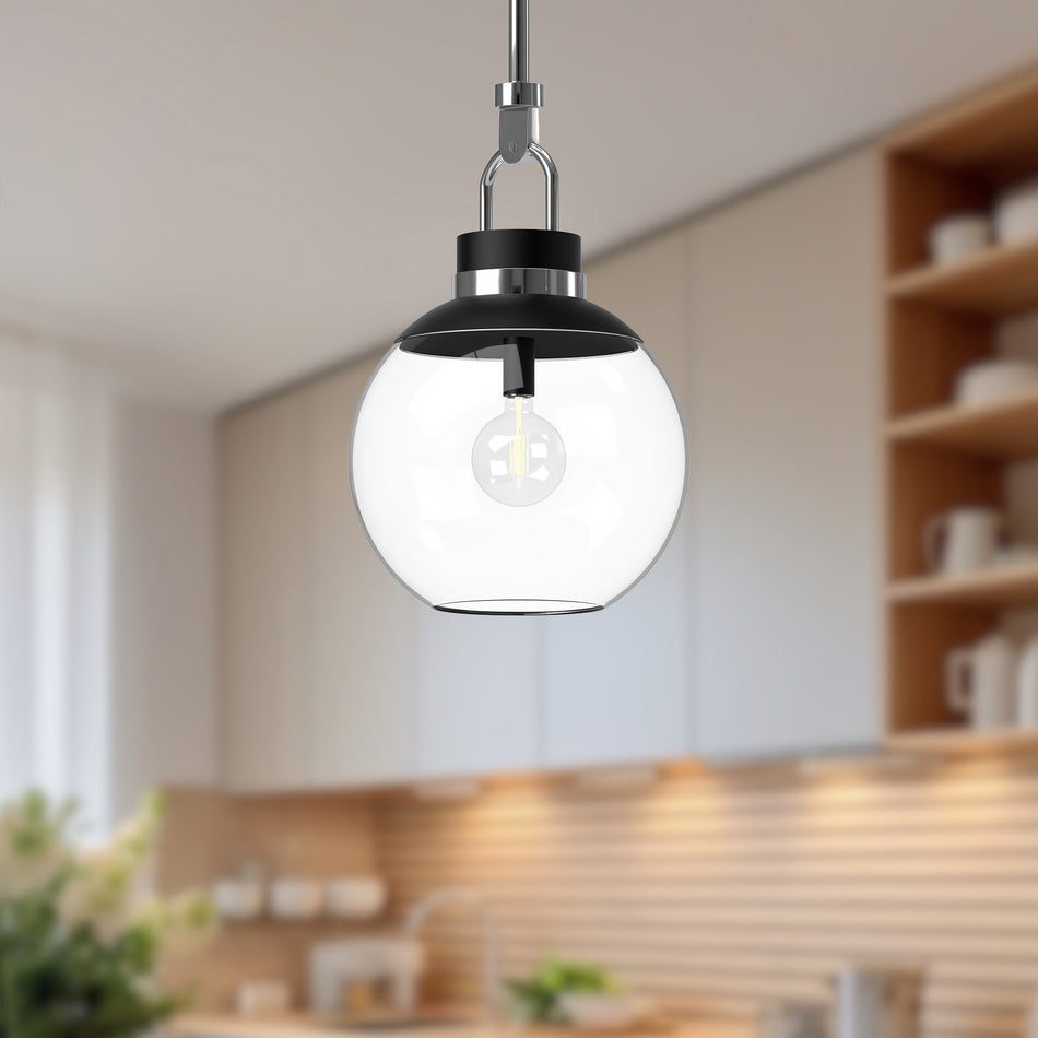 Copperfield 12-in Chrome/Clear Glass 1 Light Pendant by ALORA MOOD