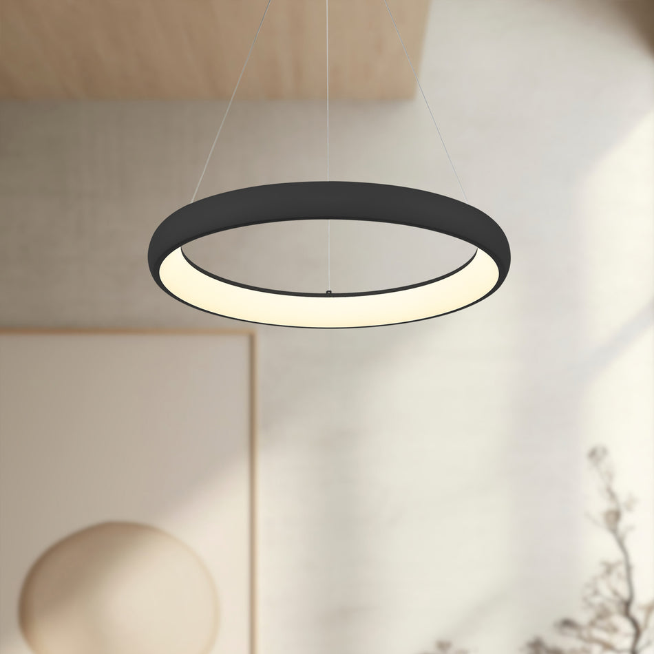 Cortana 24-in Black LED Pendant by KUZCO