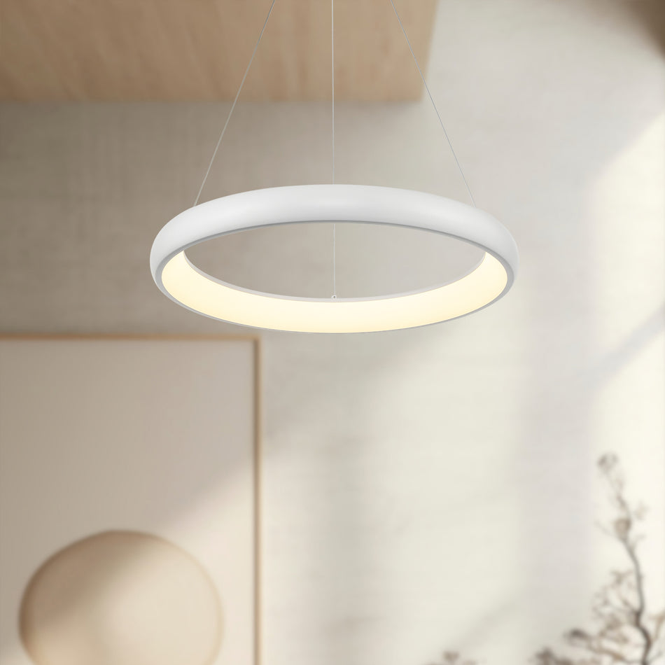 Cortana 24-in White LED Pendant by KUZCO