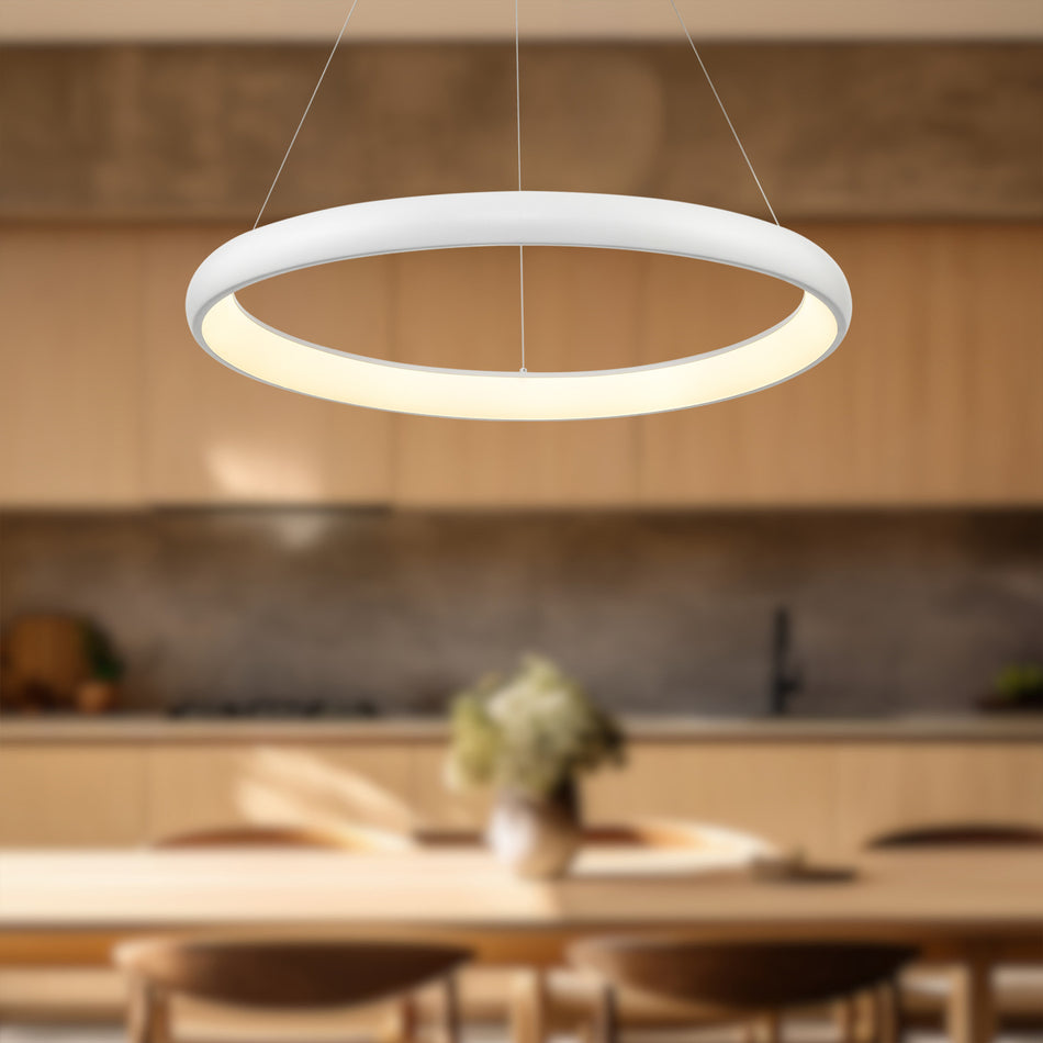 Cortana 32-in White LED Pendant by KUZCO