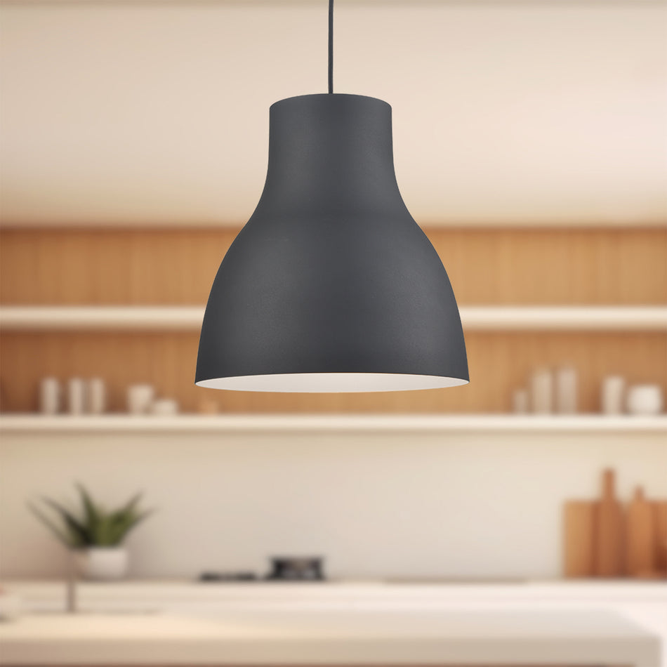 Cradle 16-in Black 1 Light Pendant by KUZCO