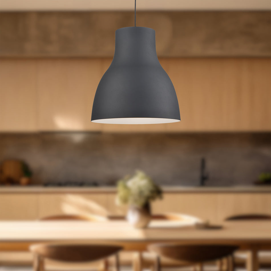 Cradle 24-in Black 1 Light Pendant by KUZCO