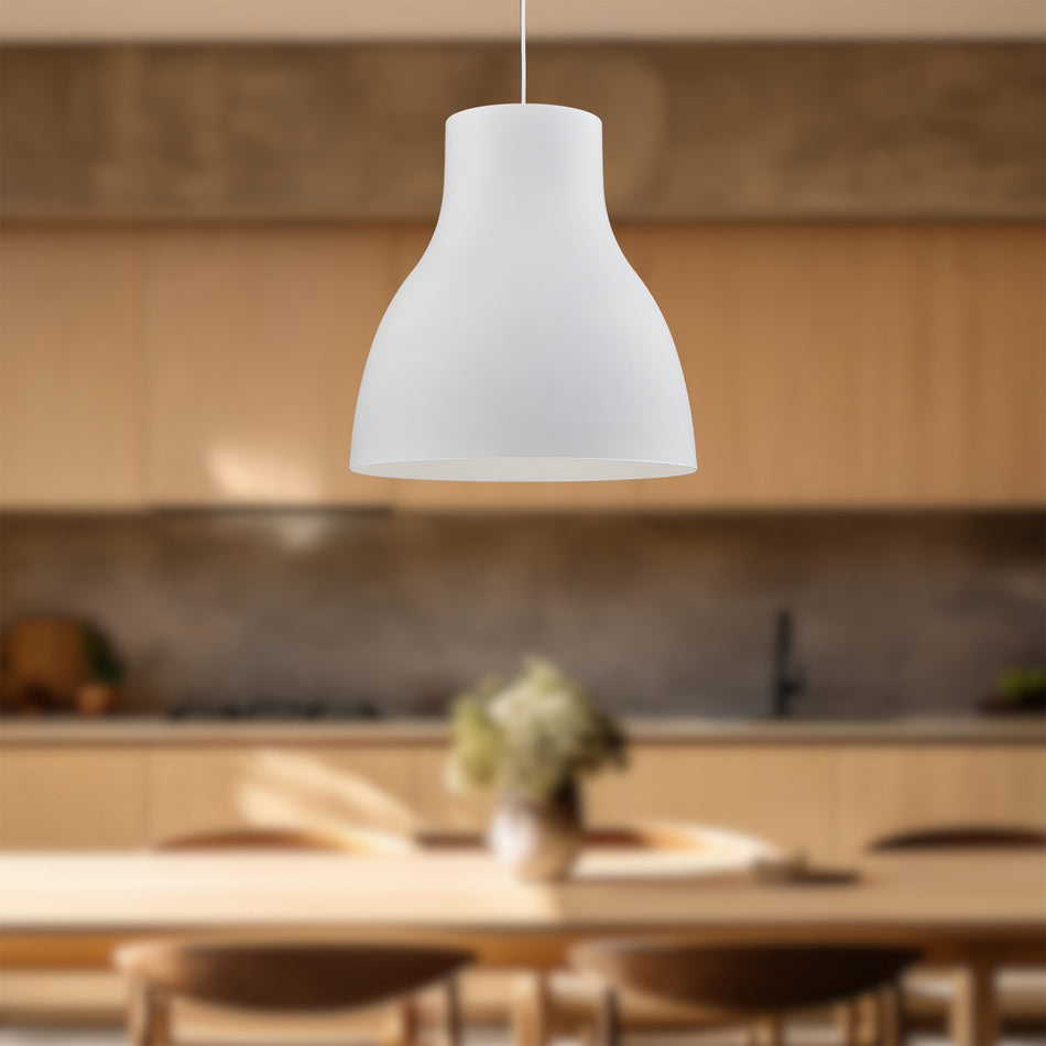 Cradle 24-in White 1 Light Pendant by KUZCO
