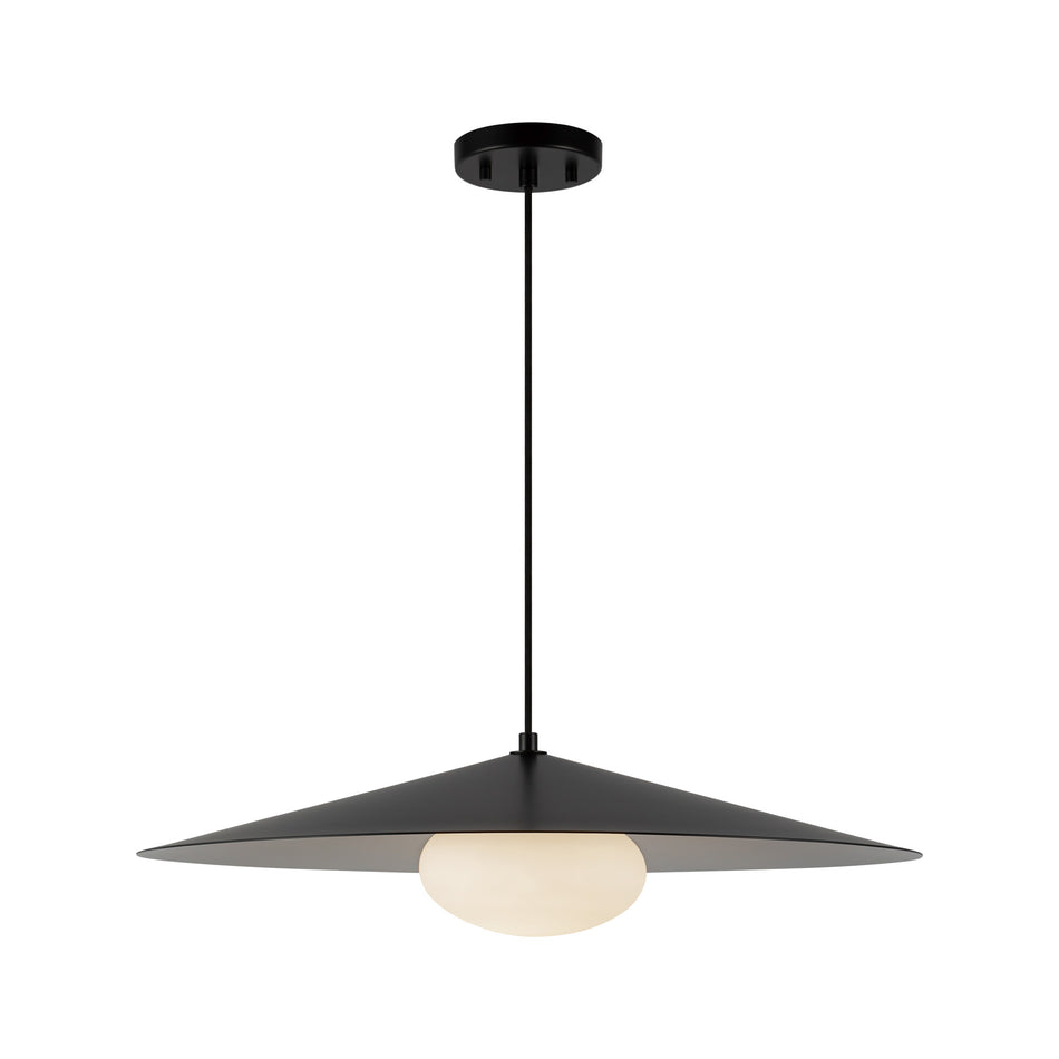 Cruz 24-in Metal - Black/White LED Pendant by KUZCO