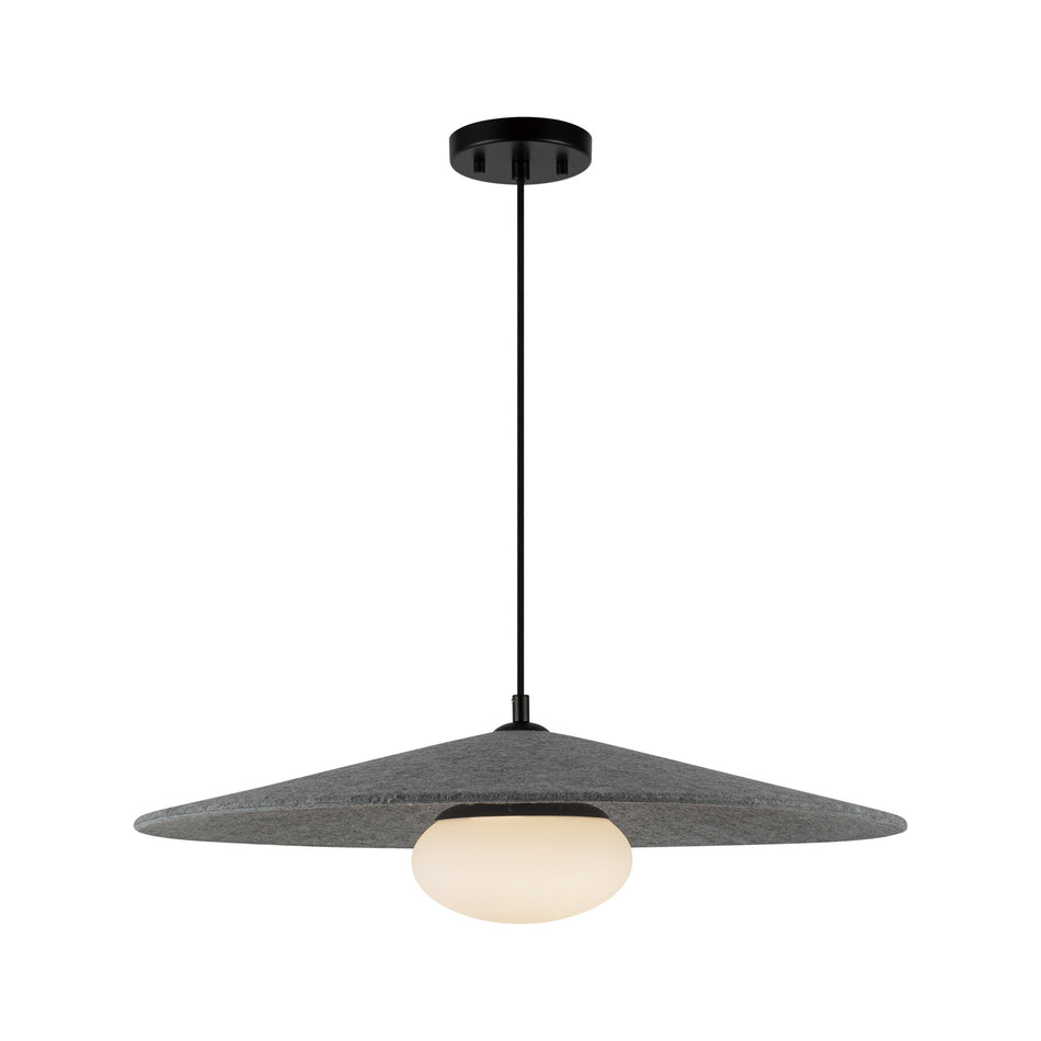 Cruz 24-in Felt - Gray LED Pendant by KUZCO