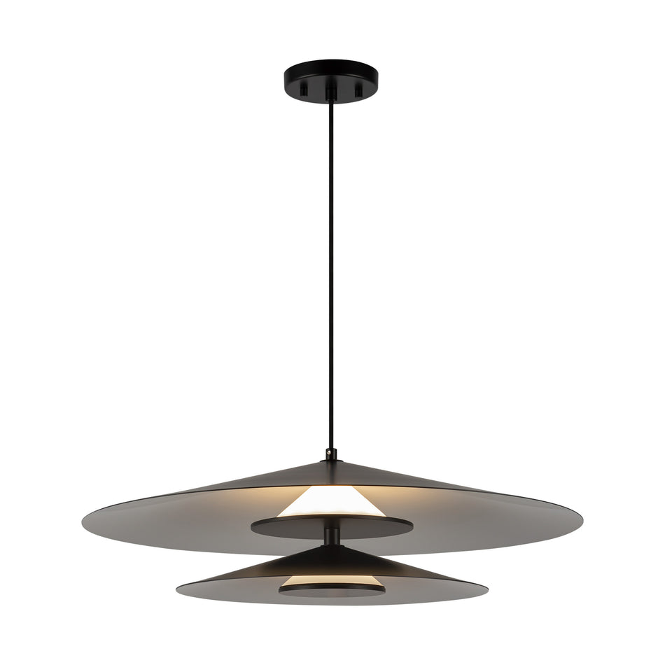 Cruz 24-in Metal - Black/White LED Pendant by KUZCO