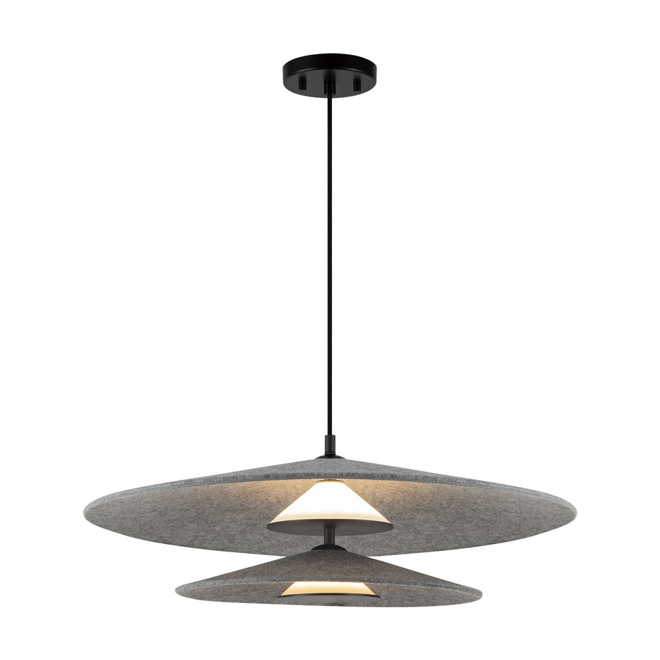 Cruz 24-in Felt - Gray LED Pendant by KUZCO