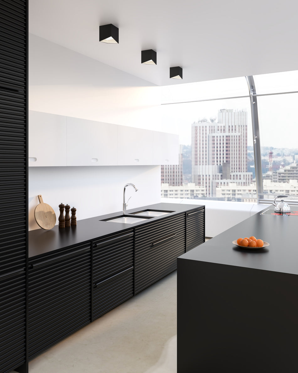 Cubix 5-in Black/White LED Flush Mount by KUZCO